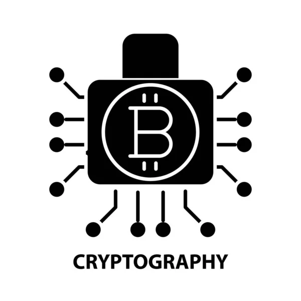 Icône de cryptographie, signe vectoriel noir avec traits modifiables, illustration de concept — Image vectorielle