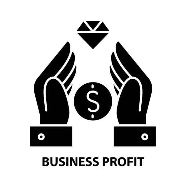Icono de beneficio empresarial, signo de vector negro con trazos editables, ilustración de concepto — Archivo Imágenes Vectoriales