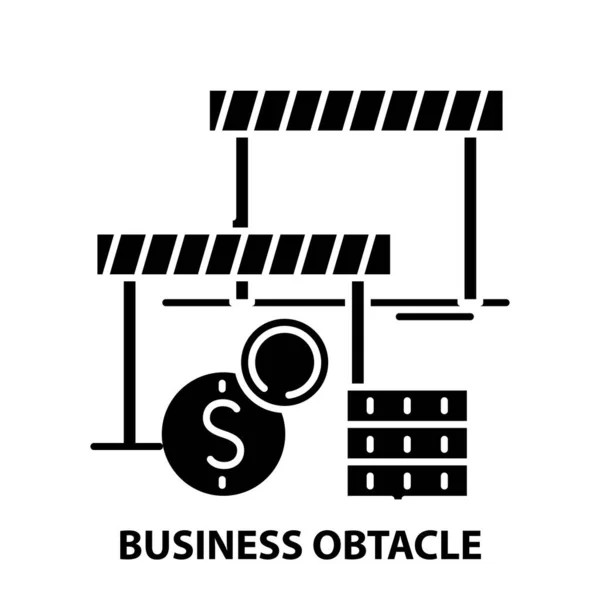 Business obtacle icon, segno vettoriale nero con tratti modificabili, illustrazione concettuale — Vettoriale Stock