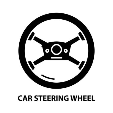 araba direksiyon simgesi, siyah vektör işareti düzenlenebilir vuruşlar, konsept illüstrasyon