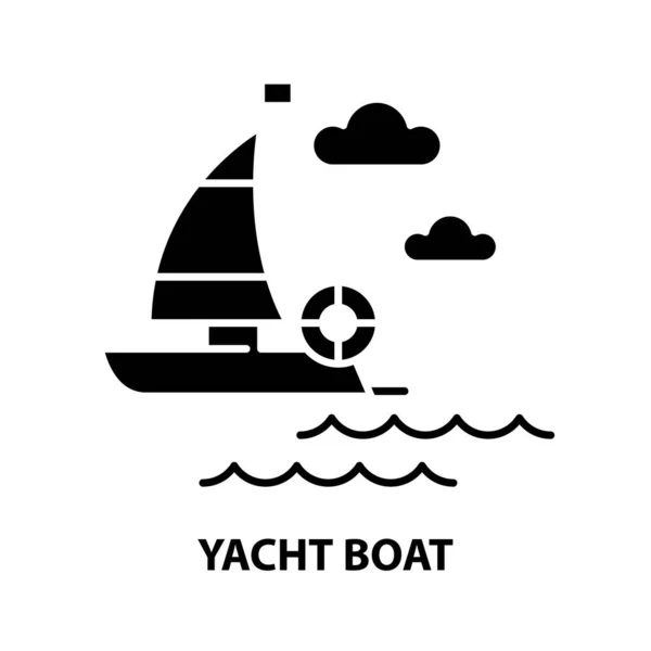 Yacht boat icon, black vector sign with editable strokes, concept illustration — Stock Vector