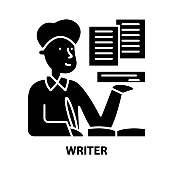 Ikona pisarza, czarny znak wektora z edytowalnymi pociągnięciami, ilustracja koncepcyjna — Wektor stockowy