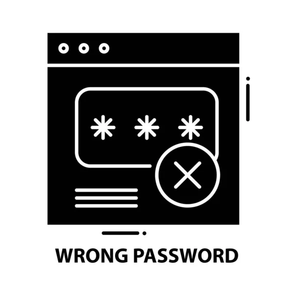 Falsches Passwort-Symbol, schwarzes Vektorzeichen mit editierbaren Strichen, Konzeptillustration — Stockvektor