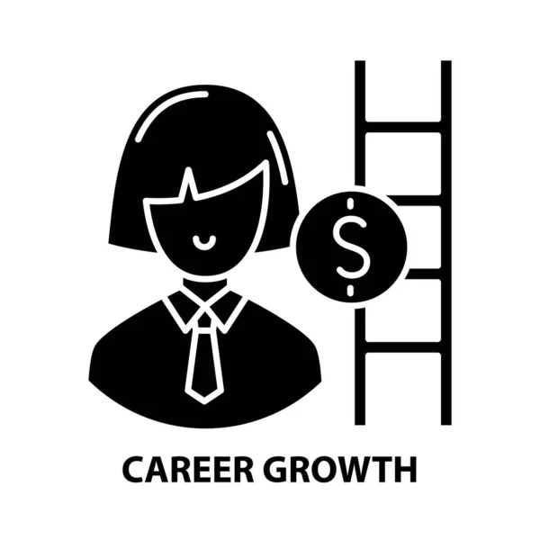 Icône de croissance de carrière, signe vectoriel noir avec touches modifiables, illustration de concept — Image vectorielle