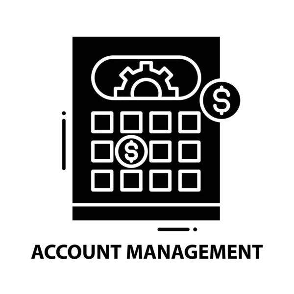 Icona simbolo gestione account, segno vettoriale nero con tratti modificabili, illustrazione concettuale — Vettoriale Stock