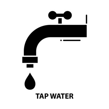 Musluk suyu simgesi simgesi, düzenlenebilir vuruşlarla siyah vektör işareti, konsept illüstrasyon