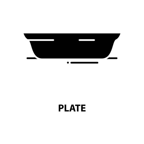 Icono de placa, signo de vector negro con trazos editables, ilustración de concepto — Vector de stock