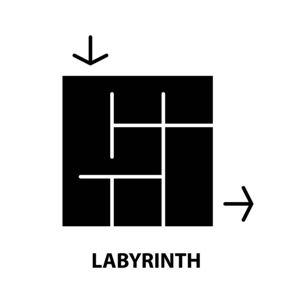Ikona labyrintu, černý vektorový znak s upravitelnými tahy, koncept ilustrace — Stockový vektor