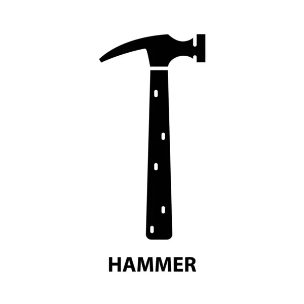 Hammer-Symbol, schwarzes Vektorzeichen mit editierbaren Strichen, Konzeptillustration — Stockvektor