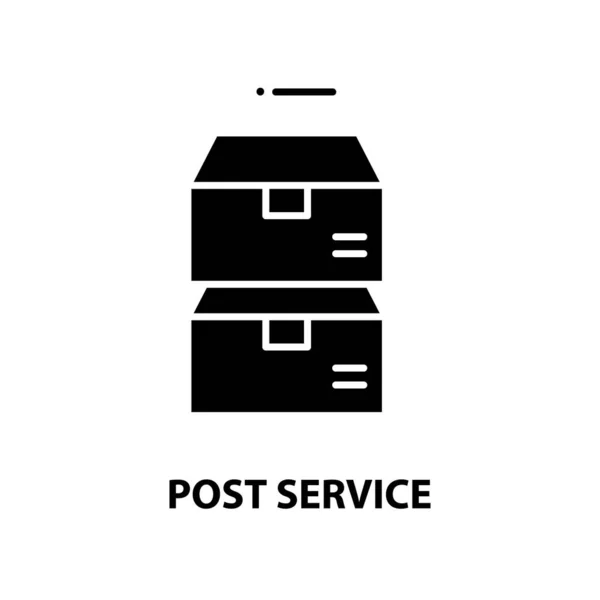 Ikona usługi pocztowej, czarny znak wektorowy z edytowalnymi pociągnięciami, ilustracja koncepcyjna — Wektor stockowy