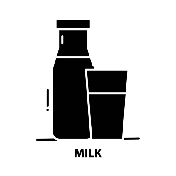 Simbol susu ikon, tanda vektor hitam dengan goresan yang dapat disunting, gambar konsep - Stok Vektor