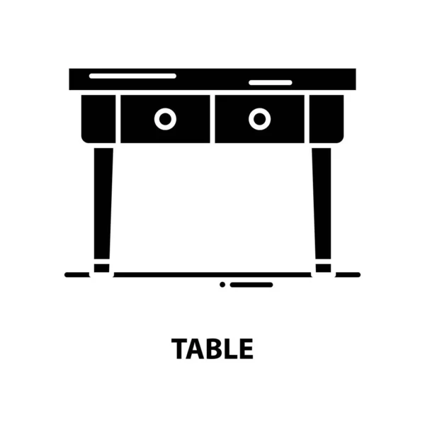 Icône de table, signe vectoriel noir avec traits modifiables, illustration de concept — Image vectorielle