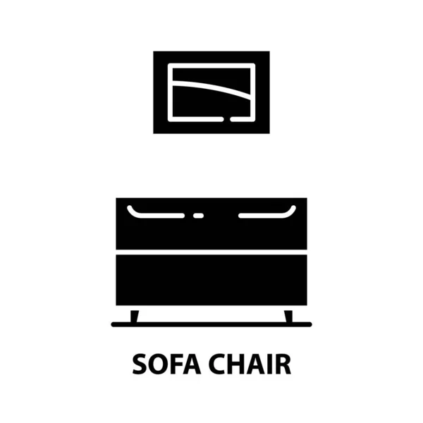Символ крісла диван значок, чорний векторний знак з зміненими штрихами, концептуальна ілюстрація — стоковий вектор