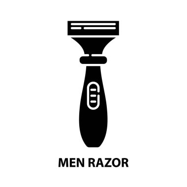 erkekler jilet simgesi, siyah vektör işareti, düzenlenebilir vuruşlar, konsept illüstrasyon