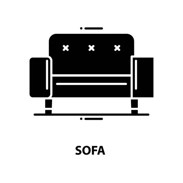 Значок дивана, чорний векторний знак зі зміненими штрихами, концептуальна ілюстрація — стоковий вектор