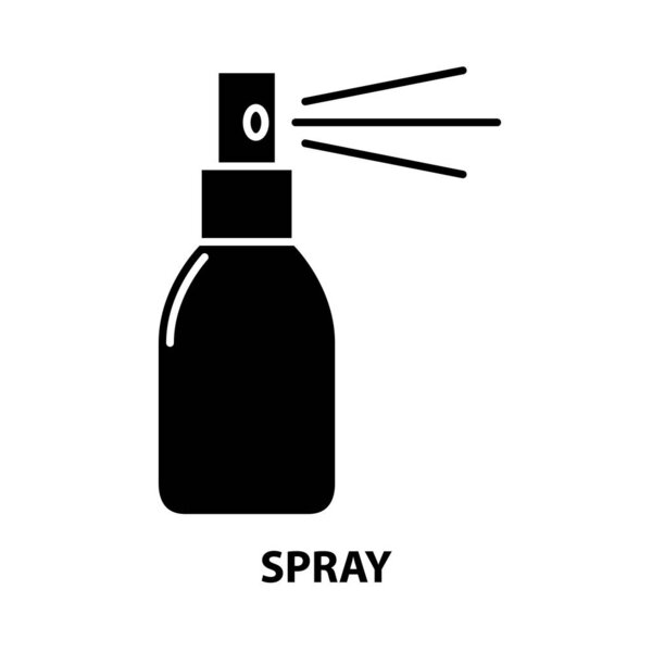 spray symbol icon, black vector sign with editable strokes, concept illustration