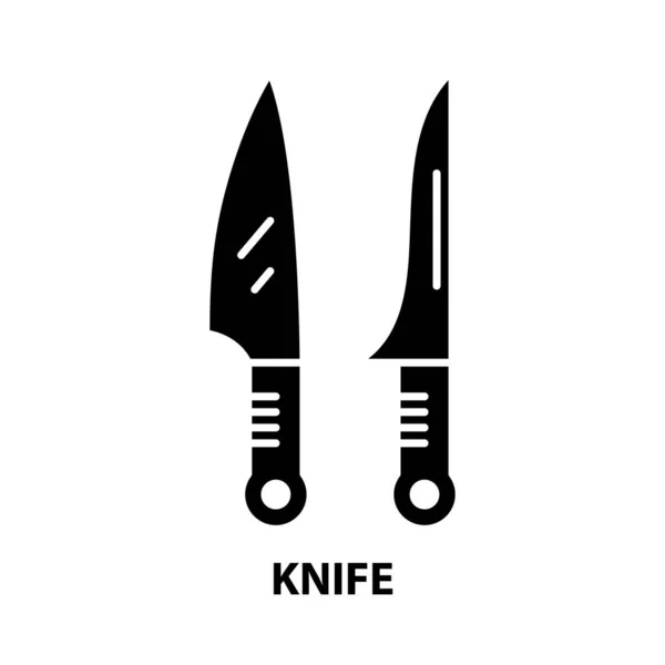 Ícone de faca, sinal de vetor preto com traços editáveis, ilustração conceito — Vetor de Stock