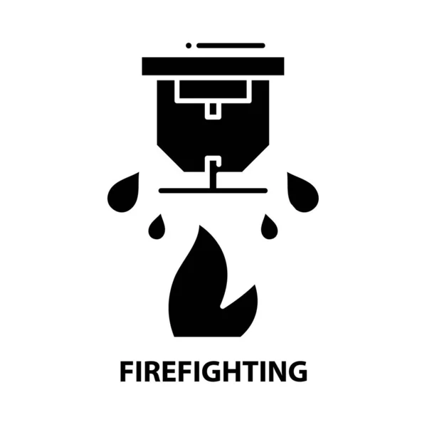 Символ пожаротушения, знак черного вектора с редактируемыми штрихами, концептуальная иллюстрация — стоковый вектор