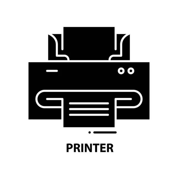Иконка символа принтера, черный векторный знак с редактируемыми штрихами, концептуальная иллюстрация — стоковый вектор
