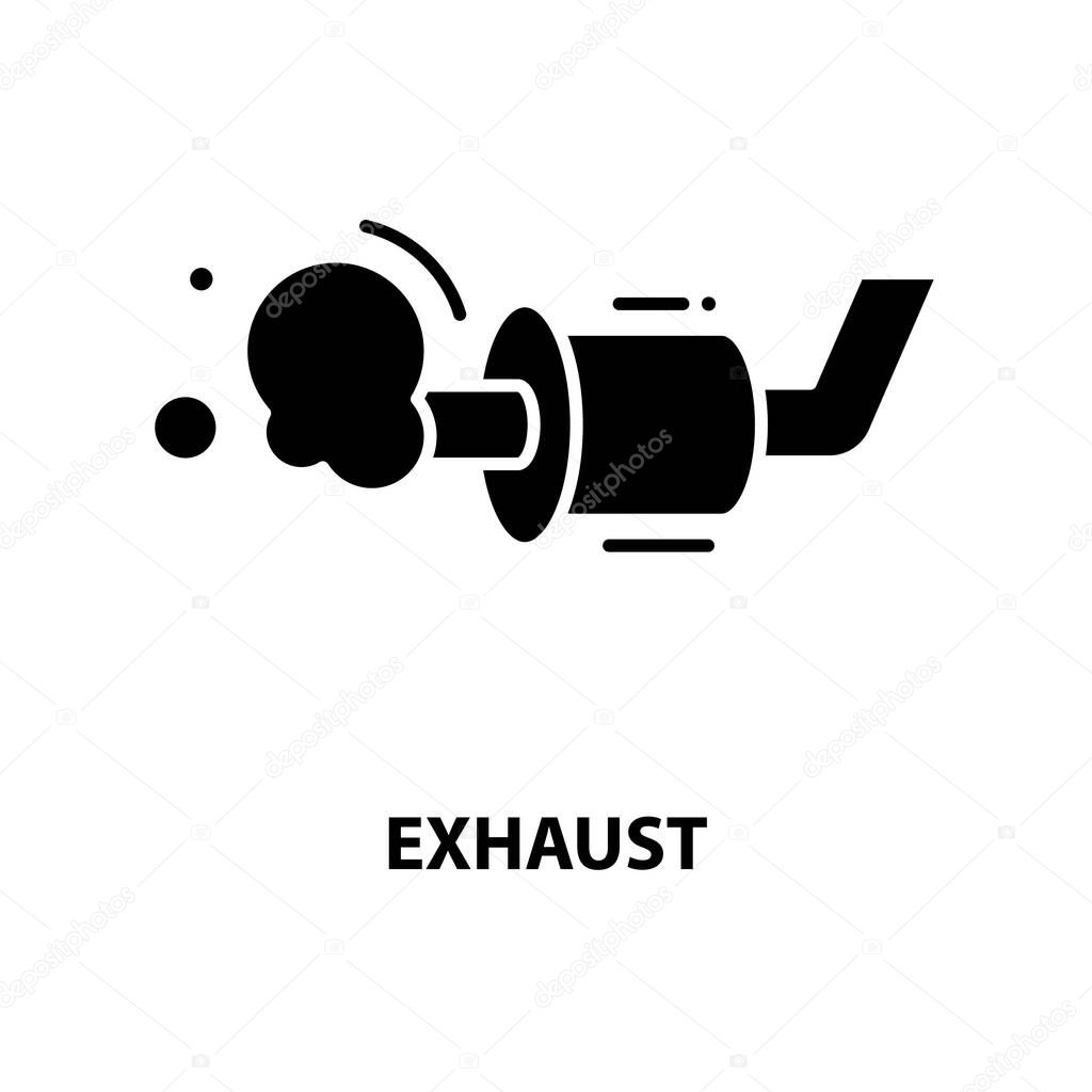 Exhaust symbol icon, black vector sign with editable strokes, concept symbol illustration