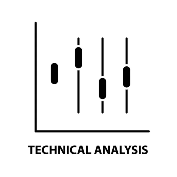 Technisch analyse icoon, zwart vectorteken met instelbare slagen, concept illustratie — Stockvector