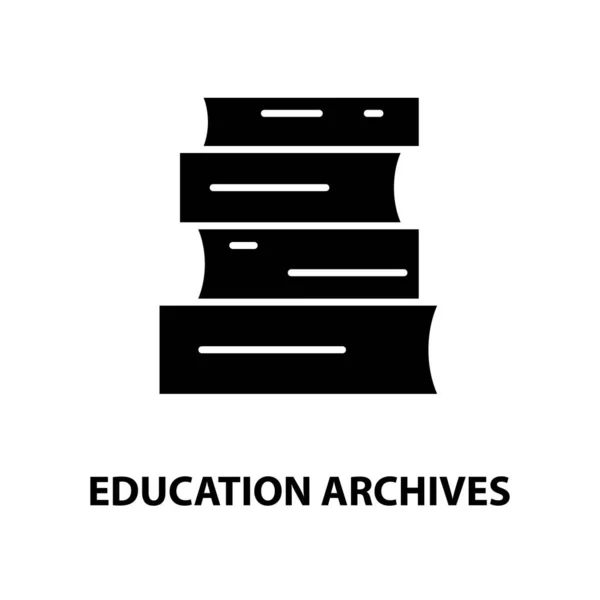 Éducation archives icône, signe vectoriel noir avec touches modifiables, illustration de concept — Image vectorielle