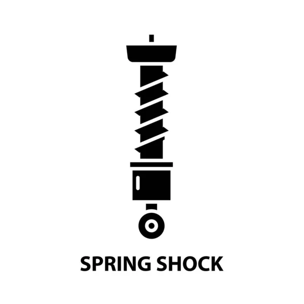Fjäder chock ikon, svart vektor tecken med redigerbara stroke, begrepp illustration — Stock vektor