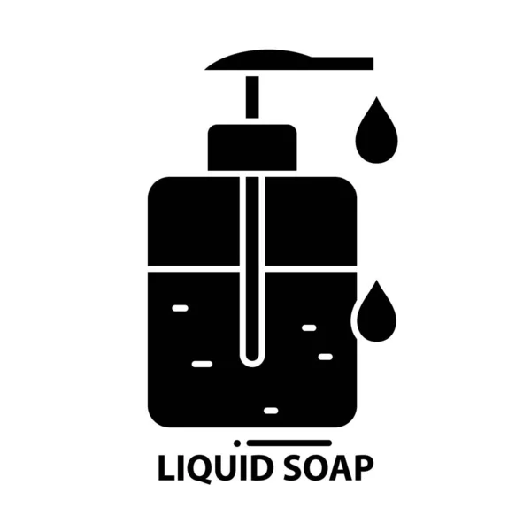Ikona symbolu mydła w płynie, czarny znak wektora z edytowalnymi pociągnięciami, ilustracja koncepcyjna — Wektor stockowy