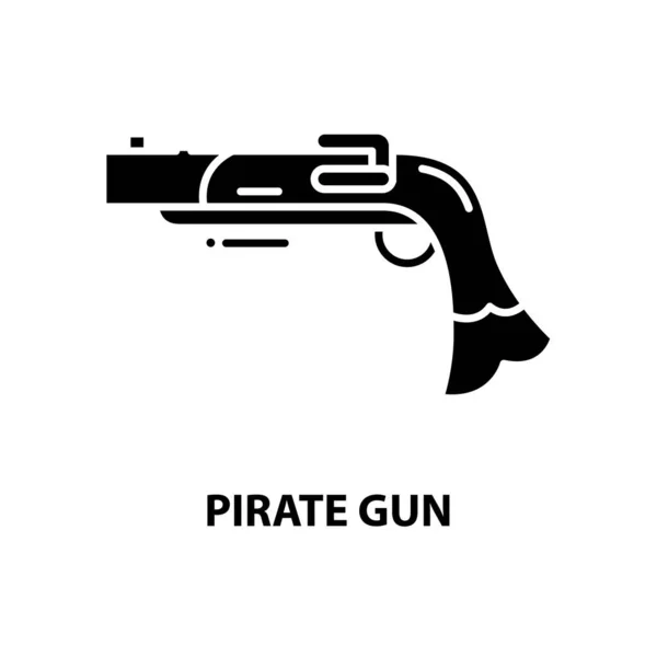 Icône de pistolet pirate, signe vectoriel noir avec touches modifiables, illustration de concept — Image vectorielle