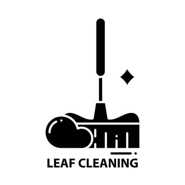 Icono de limpieza de hojas, signo de vector negro con trazos editables, ilustración conceptual — Vector de stock