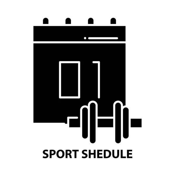 Sport shedule ikon, svart vektor tecken med redigerbara stroke, koncept illustration — Stock vektor