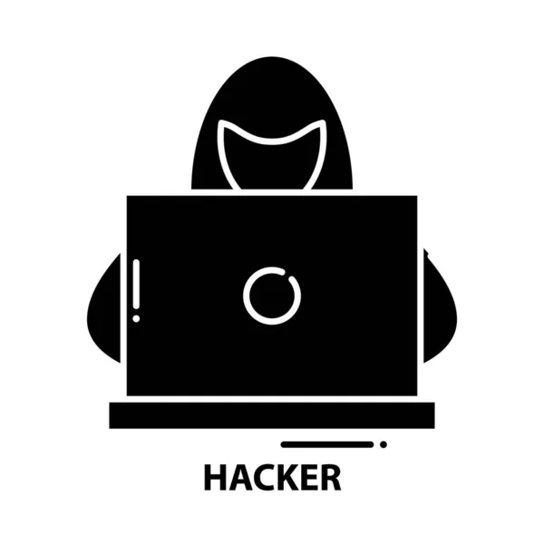Hacker symbol icon, black vector sign with editable strokes, concept illustration — Stock Vector