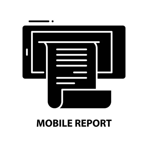 Icône de rapport mobile, signe vectoriel noir avec touches modifiables, illustration de concept — Image vectorielle