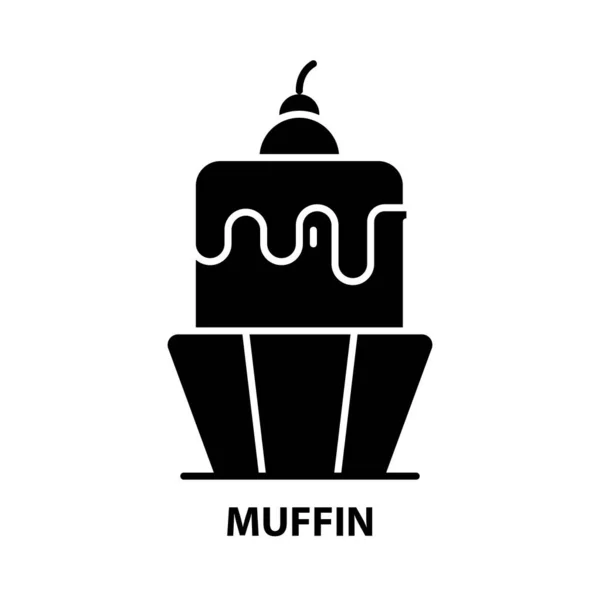 Icono de muffin, signo de vector negro con movimientos editables, ilustración de concepto — Vector de stock