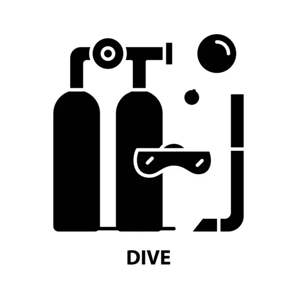 Ícone de mergulho, sinal vetorial preto com traços editáveis, ilustração conceito — Vetor de Stock