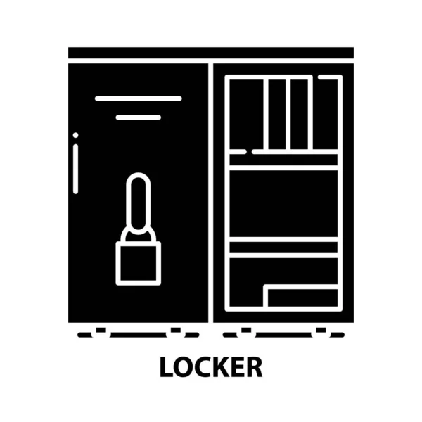 로커 아이콘, 검정 벡터 사인 편집 가능 한 획, 컨셉 일러스트 — 스톡 벡터