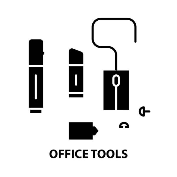 Значок офисных инструментов, черный векторный знак с редактируемыми штрихами, концептуальная иллюстрация — стоковый вектор