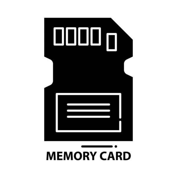 Значок карты памяти, черный векторный знак с редактируемыми штрихами, концептуальная иллюстрация — стоковый вектор