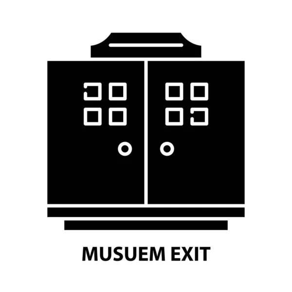 Icono de salida musuem, signo de vector negro con movimientos editables, ilustración de concepto — Vector de stock