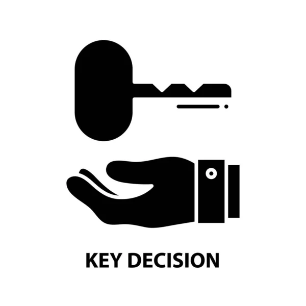 Nyckel beslut ikon, svart vektor tecken med redigerbara stroke, begrepp illustration — Stock vektor