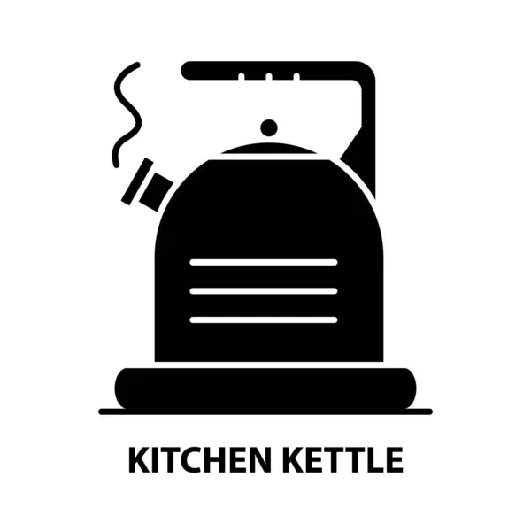 Icône de bouilloire de cuisine, panneau vectoriel noir avec touches modifiables, illustration de concept — Image vectorielle