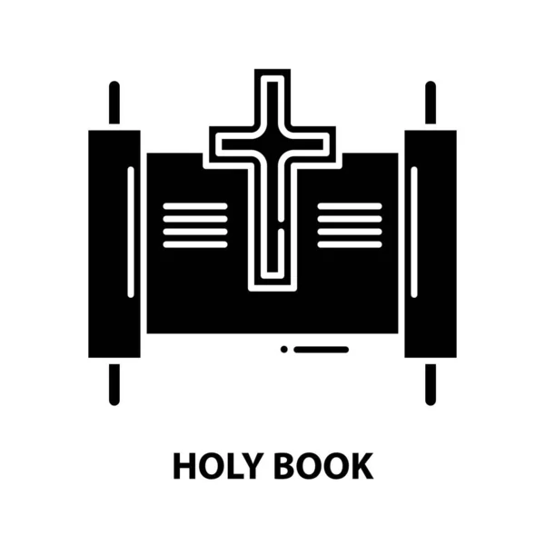 ( 영어 ) Holy book icon, black vector sign with editable stroke, concept illustration — 스톡 벡터