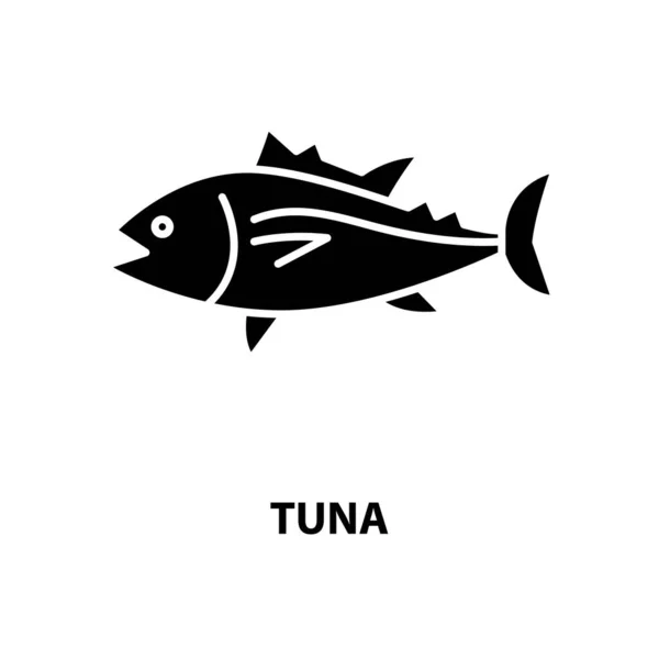 Icono de símbolo de atún, signo de vector negro con trazos editables, ilustración conceptual — Vector de stock