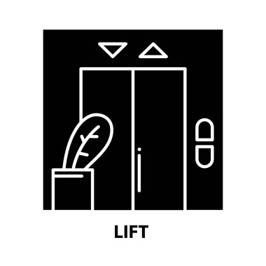 kaldırma simgesi, düzenlenebilir vuruşlu siyah vektör işareti, konsept illüstrasyon