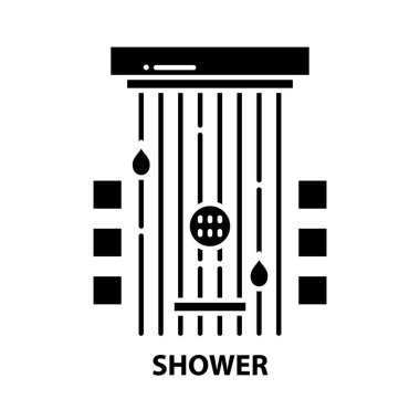 duş simgesi, düzenlenebilir vuruşlu siyah vektör işareti, konsept resimleme