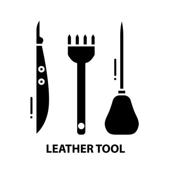 Ikona narzędzia skórzanego, czarny znak wektora z edytowalnymi pociągnięciami, ilustracja koncepcyjna — Wektor stockowy