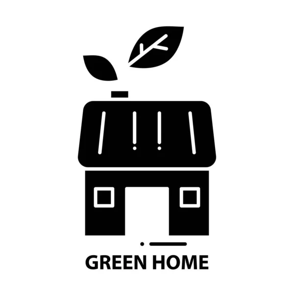 Icono de casa verde, signo de vector negro con trazos editables, ilustración de concepto — Vector de stock