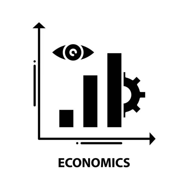 经济学图标,带有可编辑笔划的黑色矢量符号,概念说明 — 图库矢量图片