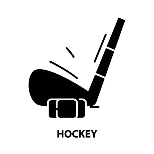 Ikona hokejowa, czarny znak wektorowy z edytowalnymi pociągnięciami, ilustracja koncepcyjna — Wektor stockowy