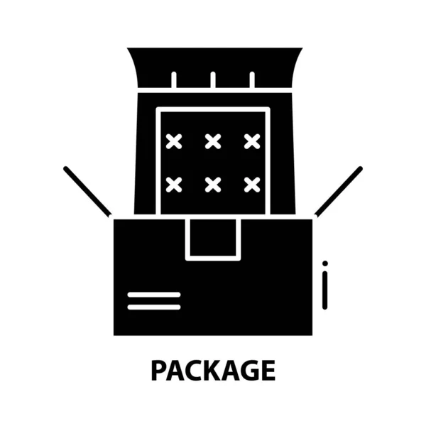 Package icon, black vector sign with editable stroke, 컨셉트 일러스트 — 스톡 벡터